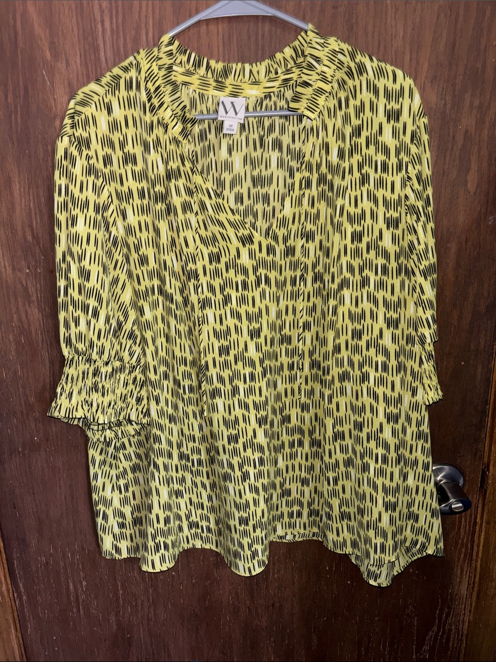 Worthington Yellow and Black Patterned Blouse